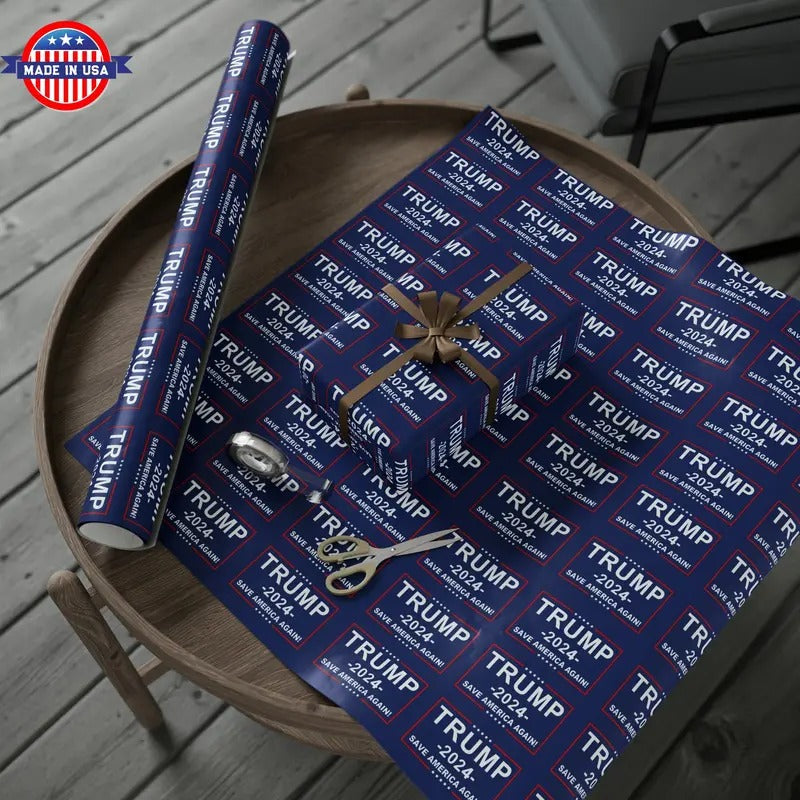 Pro Trump 2024 Save American Again Wrapping Paper Blue T-Shirts