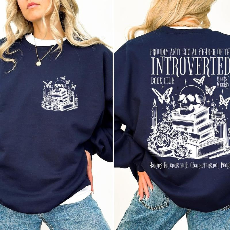 Proudly Anti Social Member Introverted Book Club Shirt Skeleton Book Anti Social Book Lover 4SXEU T-Shirts