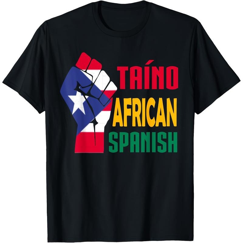 Puerto Rico Pride Cotton Short Sleeve Crew Neck Vibrant Flag Print 180g Taino African Spanish Made USA T-Shirts