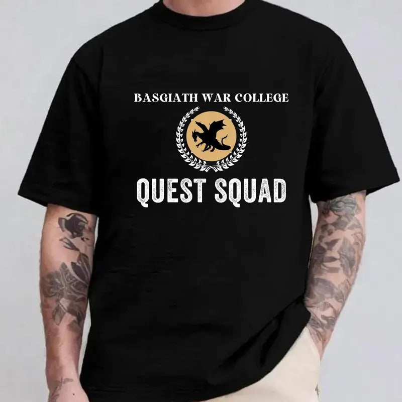 Quest Squad Iron Squad Shirt Basgiath War College Fourth Wing Iron Flame Oynx Storm Book Fiction Fan Quest Squad T-Shirts
