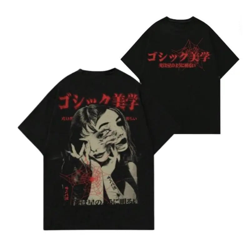 ROMWE Grunge Punk Summer Character Letter Round Neck Casual Short Sleeve Top S 3XL Streetwear & Underwear Cotton Menswear T-Shirts