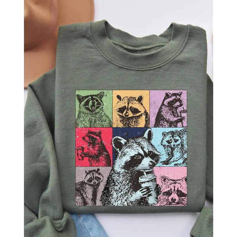 Racoon Drink Coffee Racoon Meme Funny Racoon Funny Trash Panda Shirt Racoon Lover Shirt Cozy Racoon Shirt T-Shirts