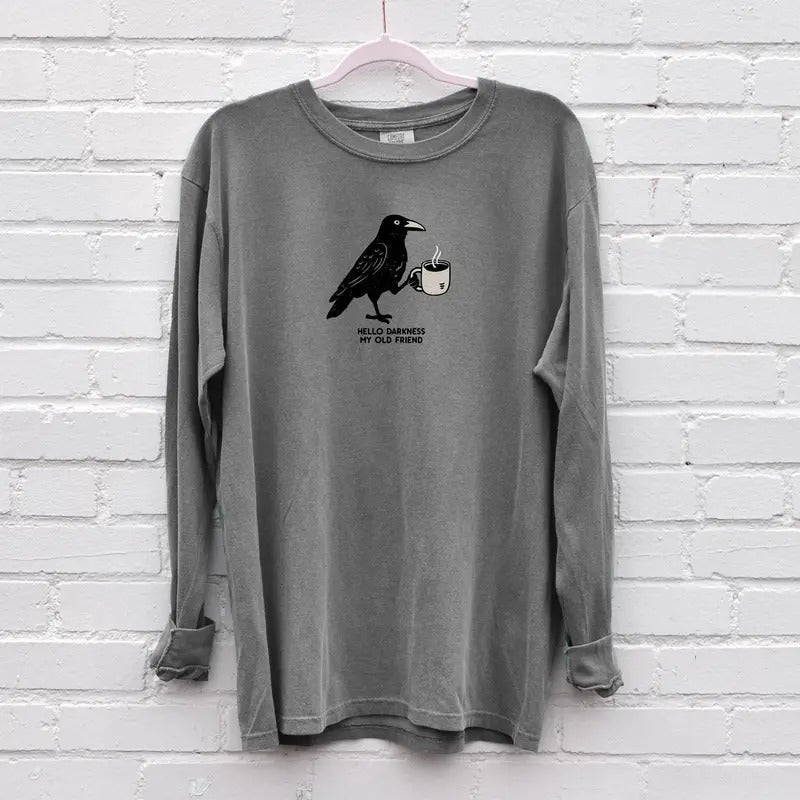 Raven Crow Coffee Shirt Halloween Shirt Fall Coffee Lover T-Shirts