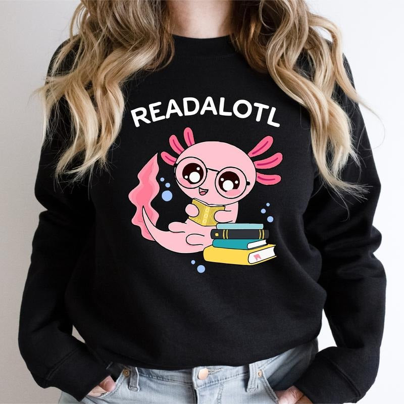 Readalotl Read Axolotl Axolotl Lover Cute Reading Lover Salamander Bookworm T-Shirts