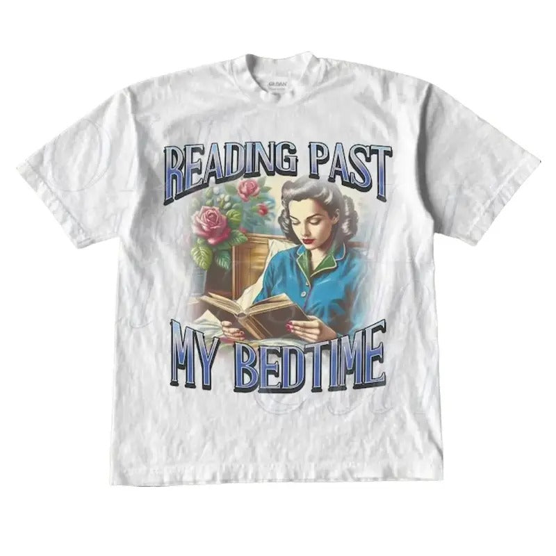 Reading Past My Bedtime Retro Funny Book Lovers Reading Mom Shirts Vintage 90s Gag Shirt Book Lovers Giftstyle{N002}2 T-Shirts