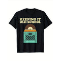 [Record Player Print ] Record Player Print Cotton Casual Short Sleeve Crew Neck Made USA T-Shirts