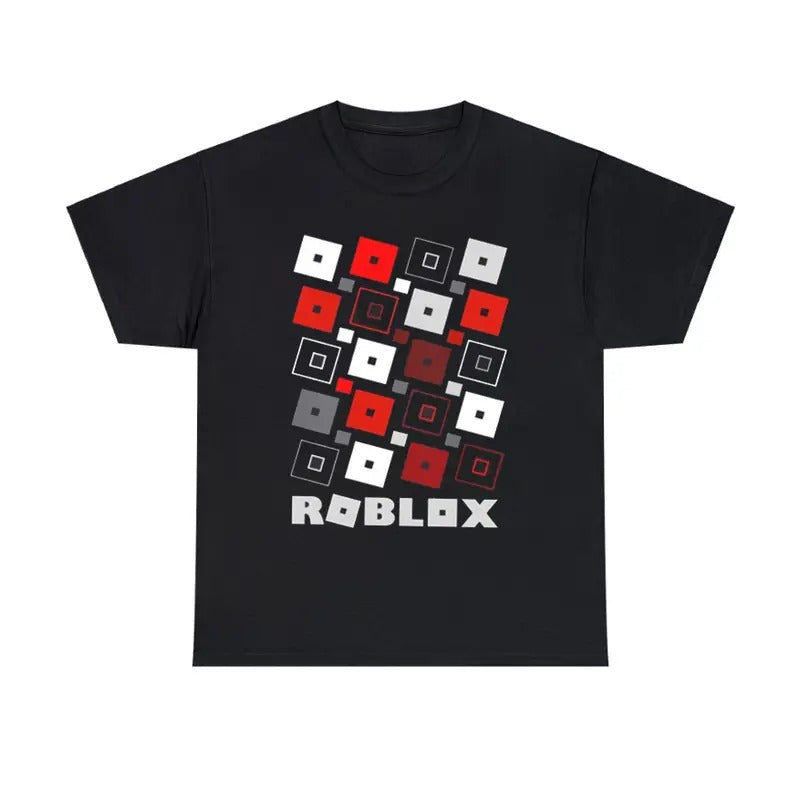 Red Block Pattern Online Gaming Inspired T-Shirts