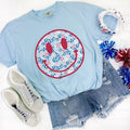 Red Patriotic Cheetah Happy Face Comfort Colors 'NLB' T-Shirts