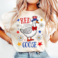 Red White Goose Funny 4th July Shirt Boho Patriotic Floral Fourth July Retro Cute American Goose Girly T-Shirts
