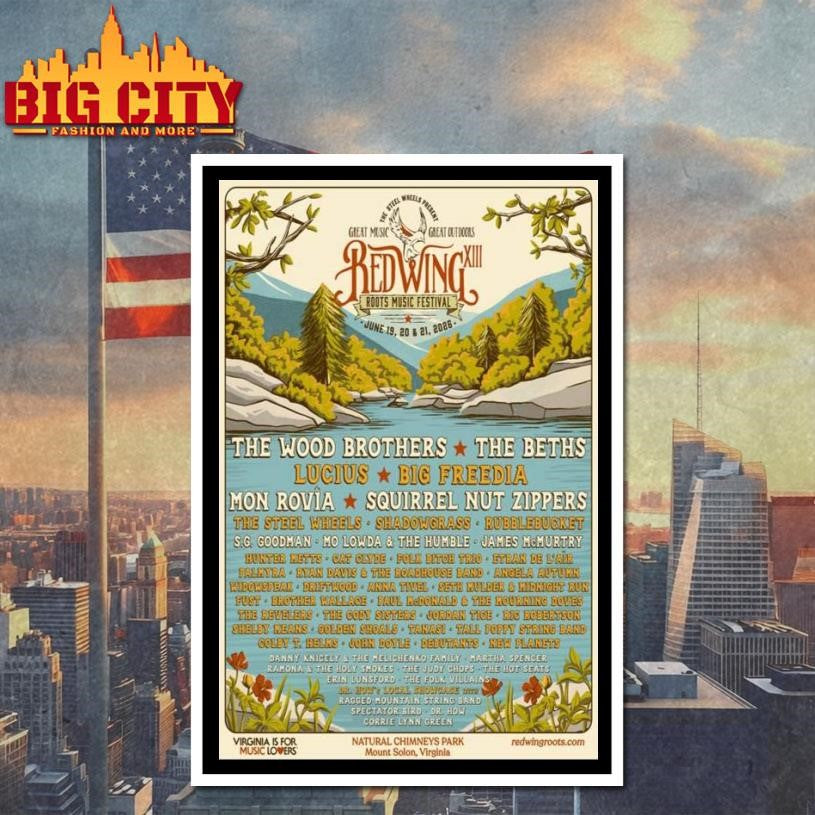 Red Wing Roots Music Festival June 19-21 2026 Tour Poster Shirt