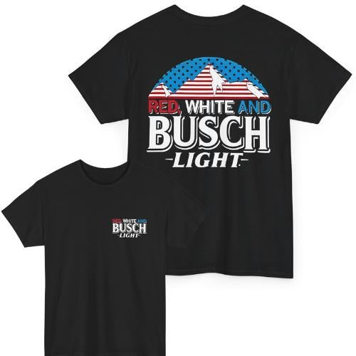 Red White Busch Light Both Sided Fabric Menswear T-Shirts