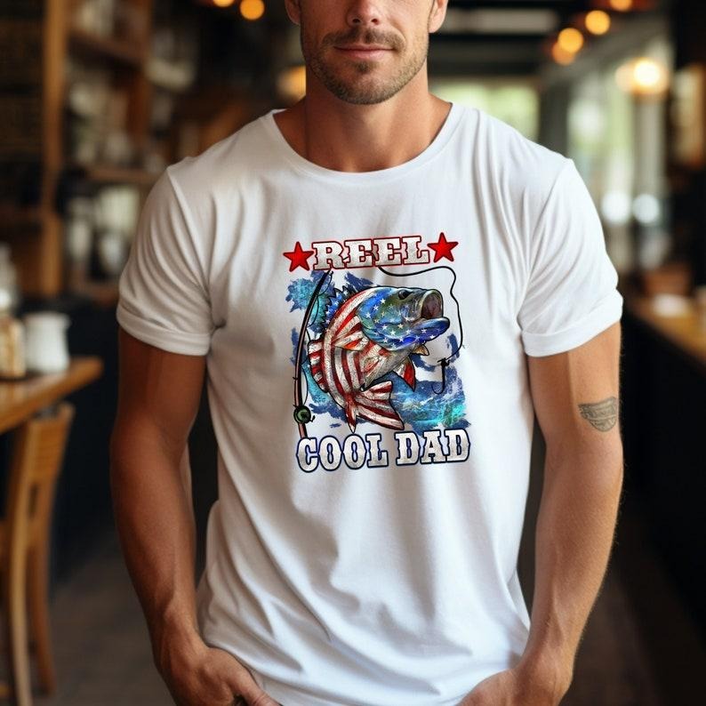 Reel Cool Dad American Flag Dad Shirt Funny Fishing Father Shirt Happy Friend Dad My Hero T-Shirts