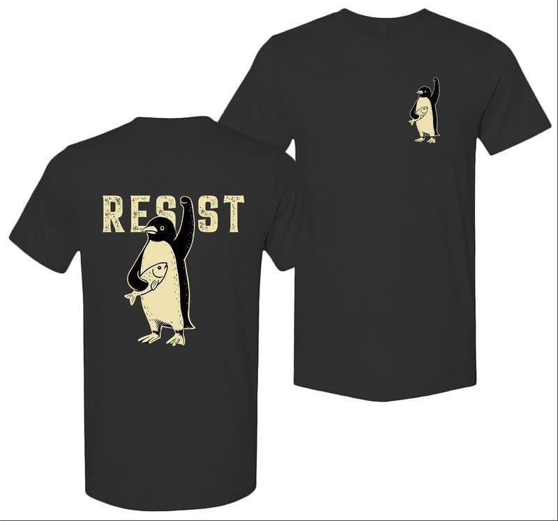 Resist Penguins Shirt Penguins Against Tariffs Printed Cotton T-Shirts
