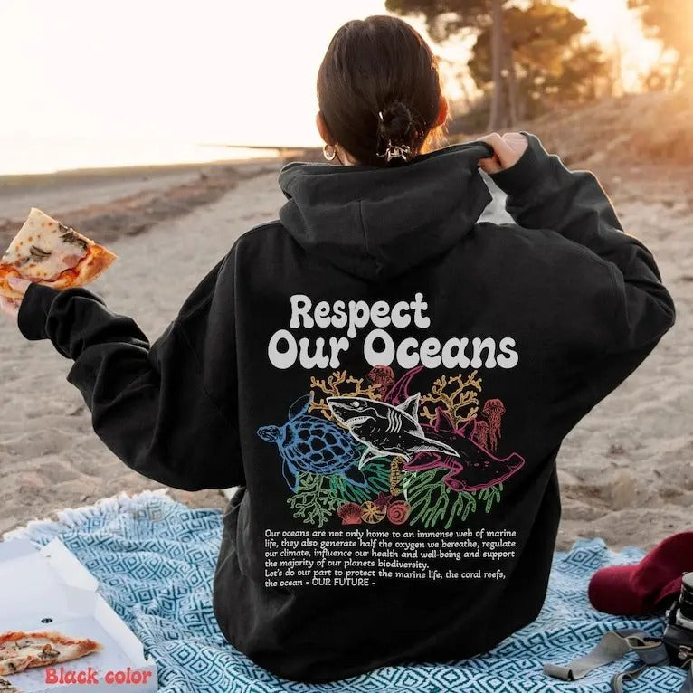 Respect Our Oceans Environmental Awareness Eco Friendly Support Ocean Conservation T-Shirts