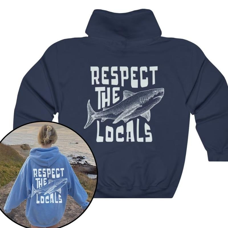 Respect Locals Surfing Save Shark Oversize Vsco T-Shirts