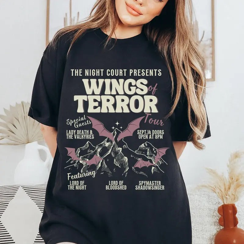 Retro ACOTAR Shirt Bat Shirt Rhysand Azriel Acotar Cassian Acotar Velaris Shirt Valkyrie Shirt Acotar SJM T-Shirts