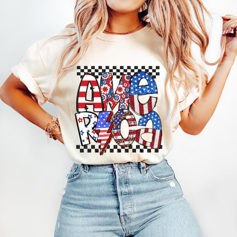 Retro America 4th July Independence Day USA American Flag T-Shirts
