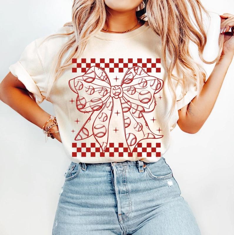 Retro Baseball Bundle Baseball Mama Baseball Baseball Coquette Game Day Baseball Bow Checkered Baseball T Shirtstyle{N002}5 T-Shirts