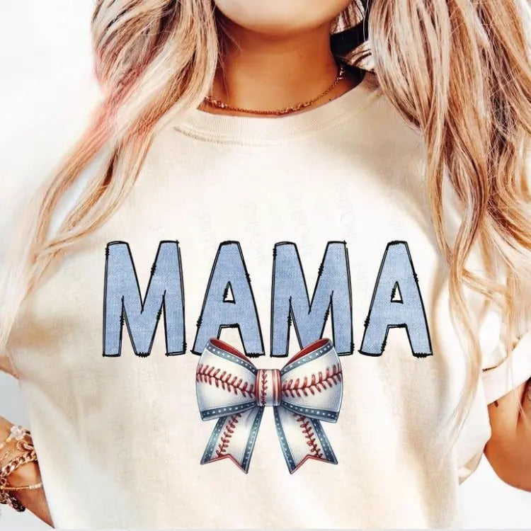 Retro Baseball Mama Baseball Mama Baseball Mama Cotton Perfect Boyfriend Girlfriend T-Shirts