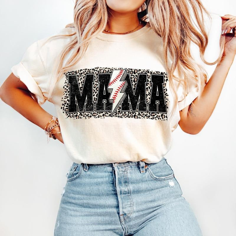 Retro Baseball Game Day Baseball Baseball Mama Leopard Print Baseball Mom Baseball Season Lightning Bolt T-Shirts