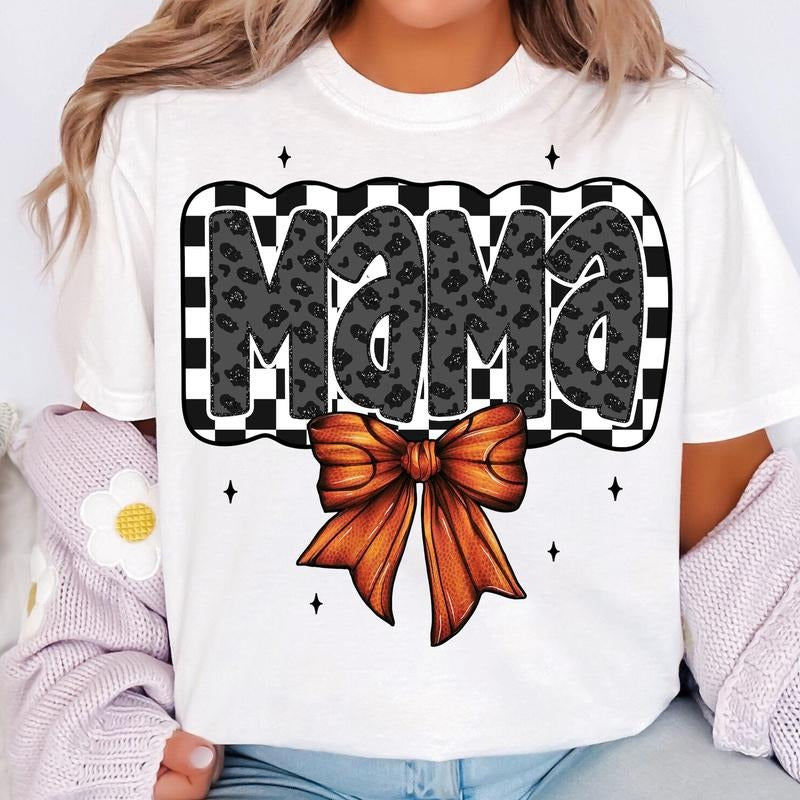 Retro Basketball Mama Coquette Basketball Mama Shirt Basketball Bow T-Shirts
