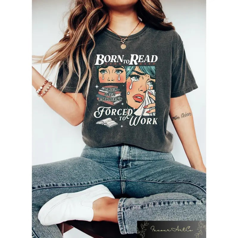 Retro Born Read Bookish Shirt Funny Reader Book Addict Spicy Books Smut Shirt T-Shirts