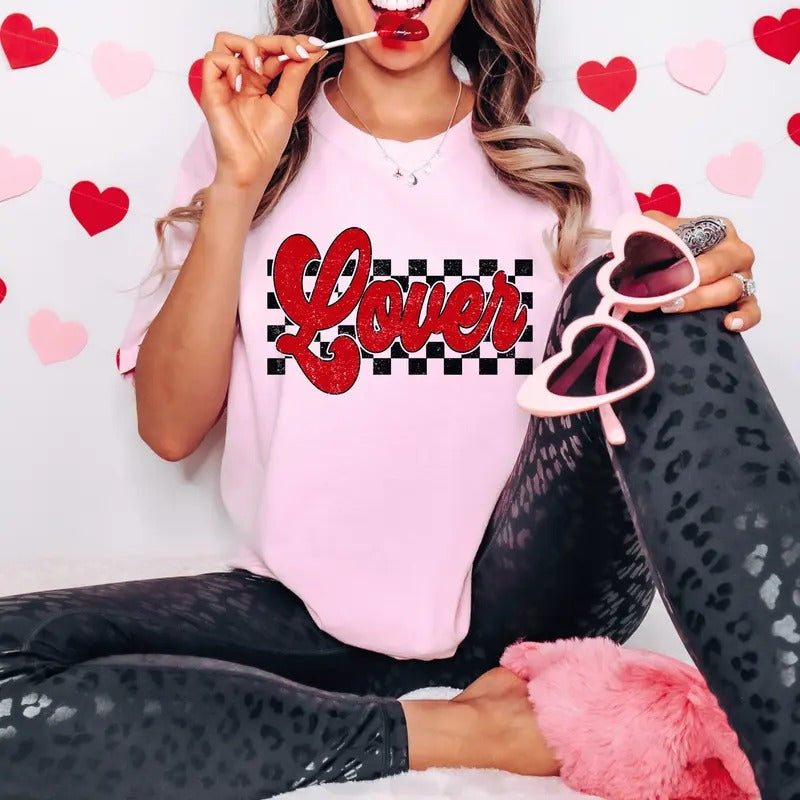 Retro Checkered Lover Shirt Cute Shirt T-Shirts