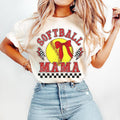 Retro Checkered Softball Mama Coquette Game Day Softball Softball Mom Softball Coquette Shirt Softball T-Shirts