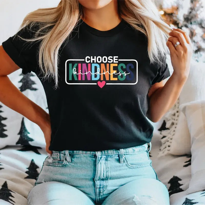 Retro Choose Kindness Choose Kindness Teacher Shirt Be Kind Teacher Elementary Team Pre K Teacher Shirt Positive Short Sleeve T-Shirts