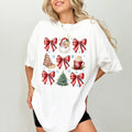 Retro Coquette Bow Shirt Comfort Colors Santa Hot Cocoa Tree Cake Printed Girly Xmas Cotton Tops Casual Womenswear T-Shirts
