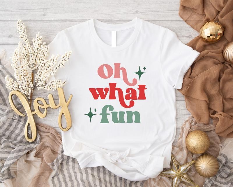 Retro Shirt Oh What Fun Woman Xmas Party Vintage Winter Celebration Shirt T-Shirts