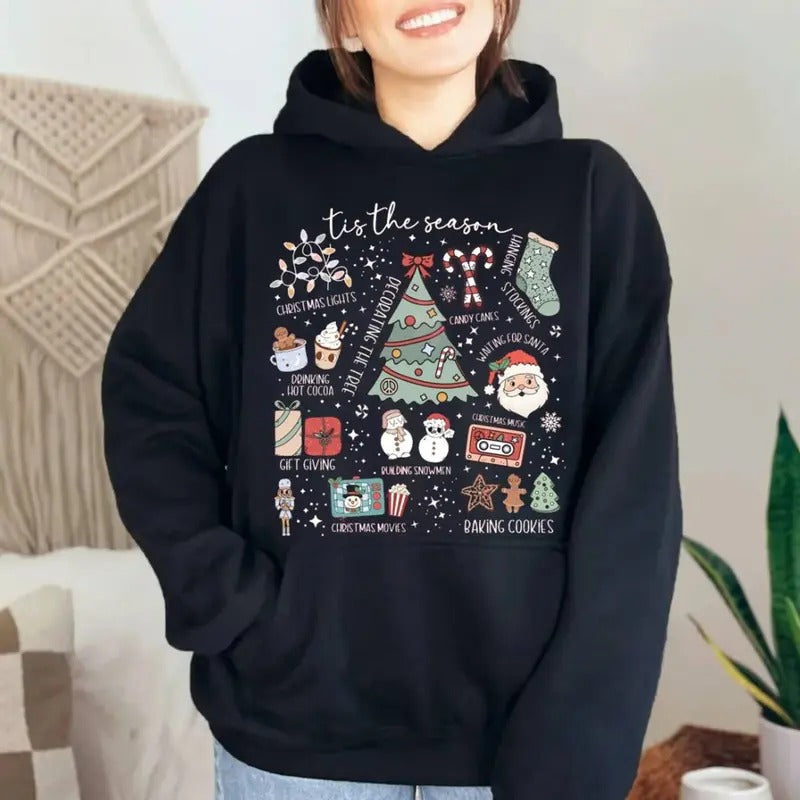 Retro Shirt Tis Season Cute Santa Festive Hot Cocoa T-Shirts