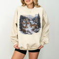 Retro Winter Village Nineties 90s Mountain Pine Trees Decorated Cabins Boho T-Shirts