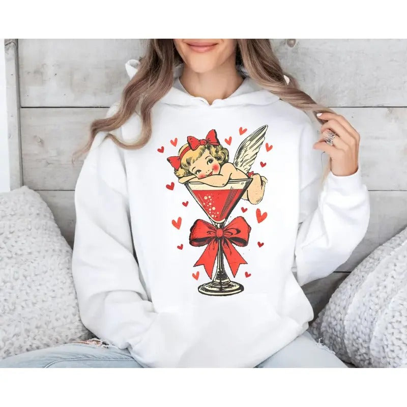 Retro Cupid Coquette Bow Shirt Retro Valentine Shirt Valentines Bow Martini T-Shirts