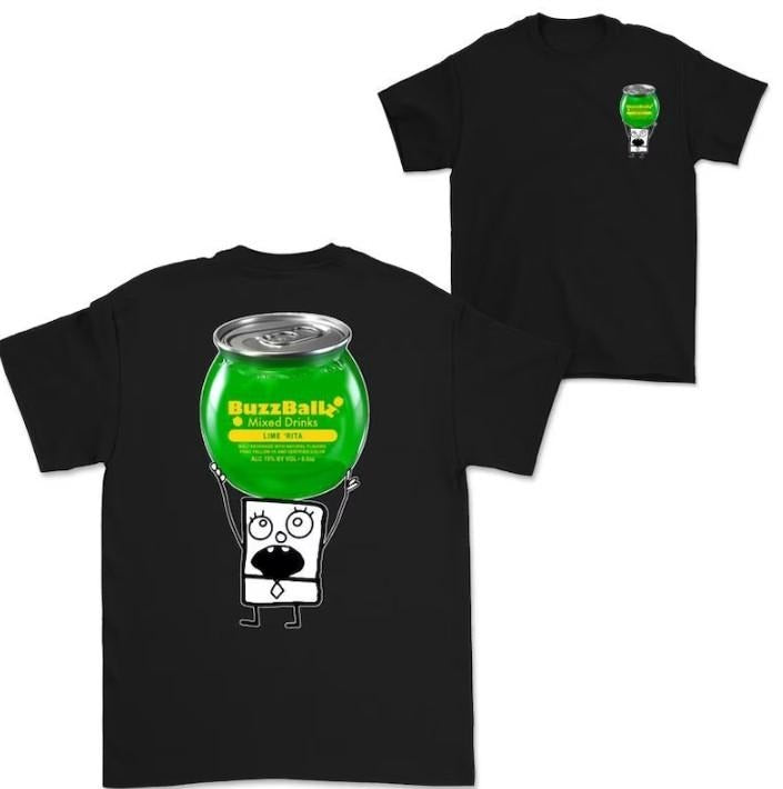 Retro Doodlebob Buzzball Double Sided Funny Drinking Summer T-Shirts