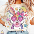 Retro Easter Bunny Coquette Shirt Coquette Bunny Easter Glitter Brushstroke Girl Happy Easter T-Shirts