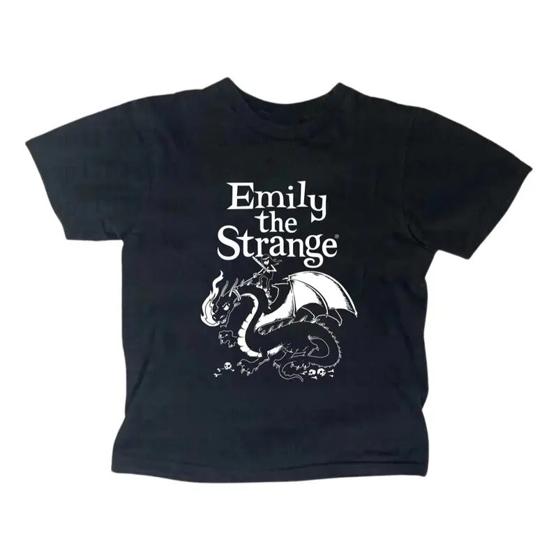 Retro Emily Strange Baby Gothic Emo Girl Y2k Top Streetwear Summer Girl Top Fitted Casual Cotton Short Sleeve T-Shirts