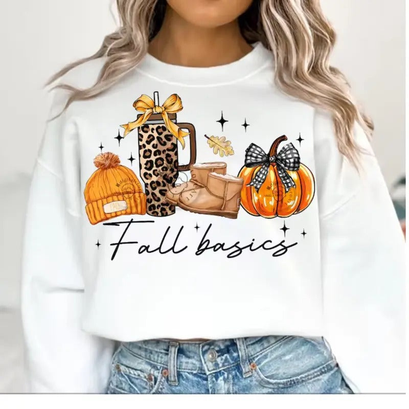 Retro Fall Basics Retro Fall Pumpkin Bow DRG Fall Coquette Bow DRG Fall Autumn Girly Girl Autumn Sublimation T-Shirts