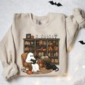 Retro Ghost Reading Books Librarian Ghost Halloween Shirt Halloween Teacher Halloween Shirt Teacher Boo School T-Shirts