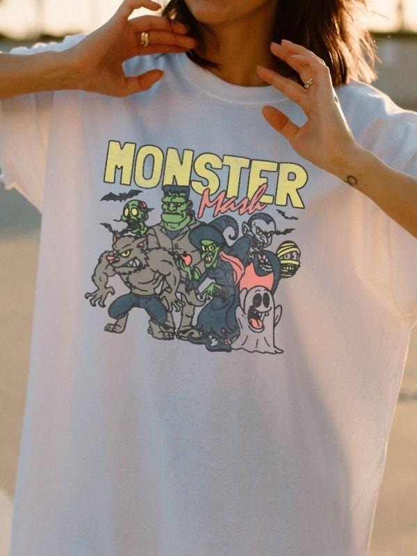 Retro Halloween Comfort Colors Shirt Monster Mash Ghost Halloween Monster Retro Fall Top Fall Shirt T-Shirts