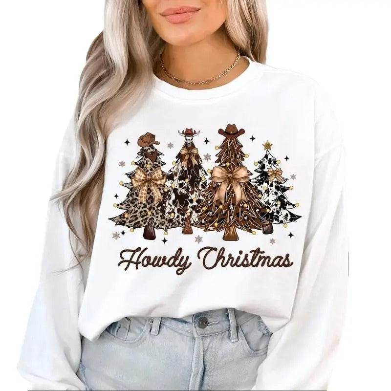 Retro Howdy Western Tree Cowboy Cowgirl Coquette Bow Shirt T-Shirts