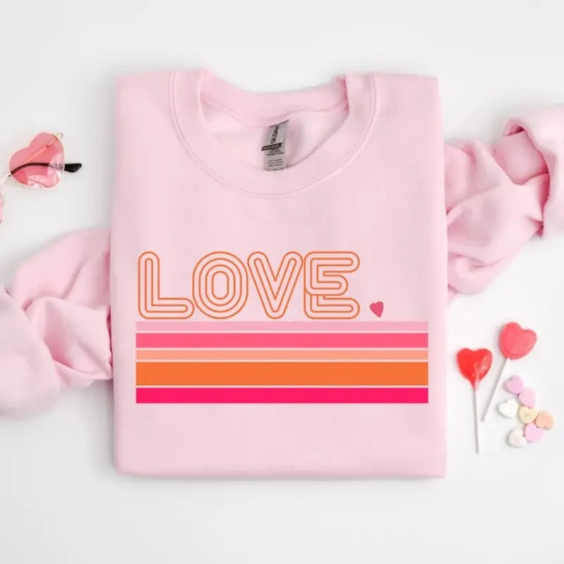 Retro Love Shirts Woman Heart Shirt Cute Valentine Shirt Valentines T-Shirts