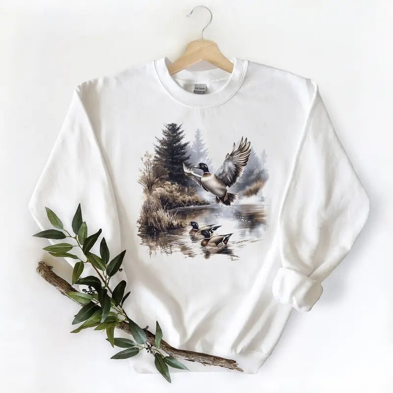 Retro Mallard Ducks Shirt 90s Duck Forest Nature Cotton Womenswear T-Shirts