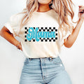 Retro Mama Blue Mom Retro Checkered Mom Shirt T-Shirts