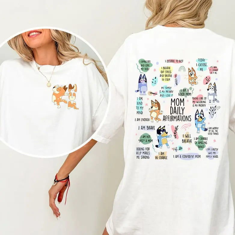 Retro Mum Blueyyy Shirt Blueyy Mom Life Funny Mom T Shirt BBlueyy Shir Mom Daily Affirmation Shirt T-Shirts