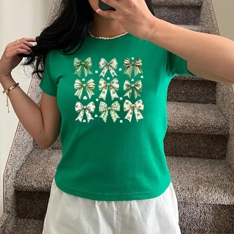 Retro Patricks_ Coquette Shirt Shamrock St Patrick'S Day Baby Y2K 2000'S Streetwear T-Shirts