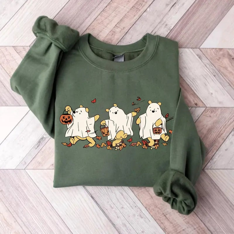 Retro Pooh Ghost Halloween Cute Halloween Spooky Season Cute Fall Her Fall T-Shirts