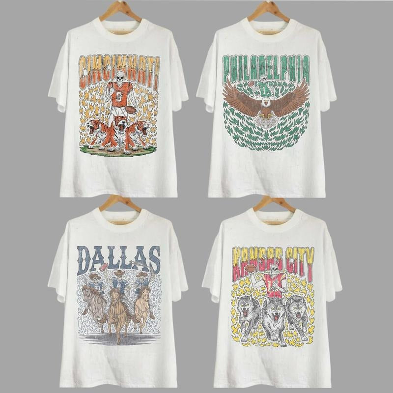 Retro Skeleton All Teams Football Gildan 5000 Sport Classic All Teams Football White Menswear Soft T-Shirts