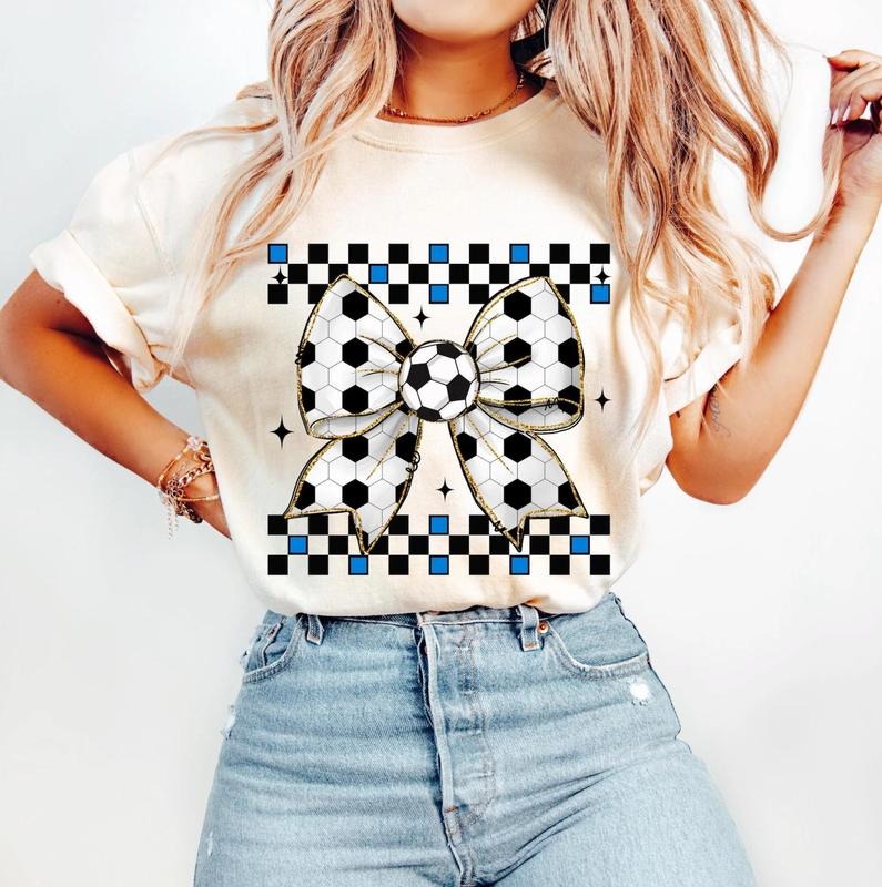 Retro Soccer Bundle Soccer Mama Soccer Soccer Coquette Game Day Soccer Bow Checkered Soccer T-Shirts