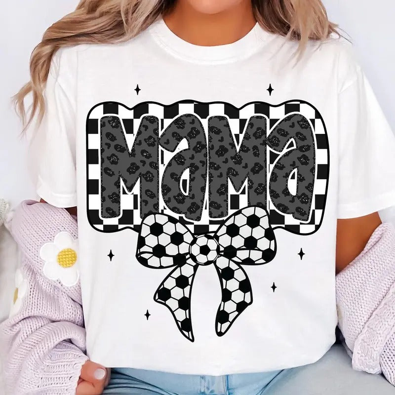 Retro Soccer Mama Soccer Mama Soccer Coquette Game Day Soccer Bow Checkered Soccer Soccer Mom T-Shirts